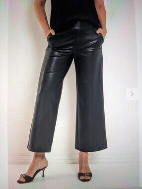 RAFFAELLO ROSSI Black Faux Leather Pants